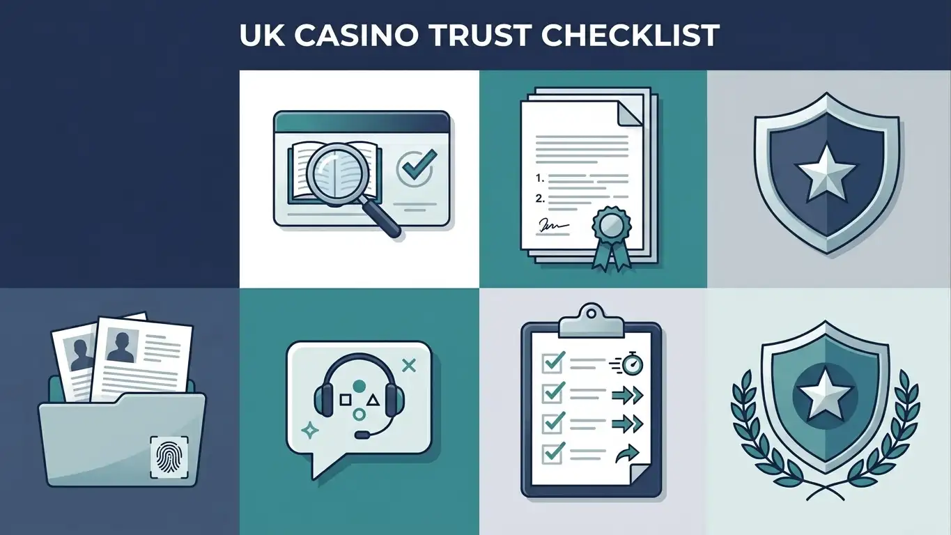 Editorial SpinShark licence and trust checklist for UK players with register search and payout checkpoints